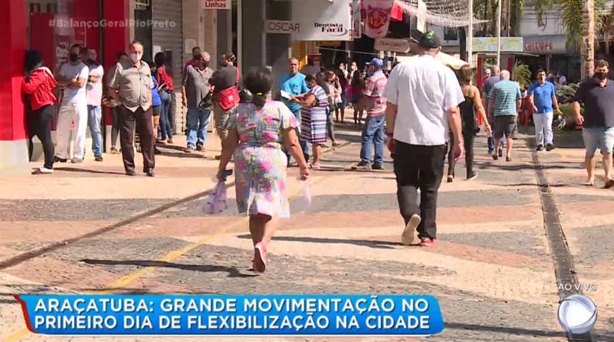 Grande movimentação no 1Âº dia de flexibilização em Araçatuba