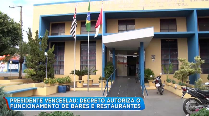 Decreto autoriza o funcionamento de bares e restaurantes em Presidente Venceslau