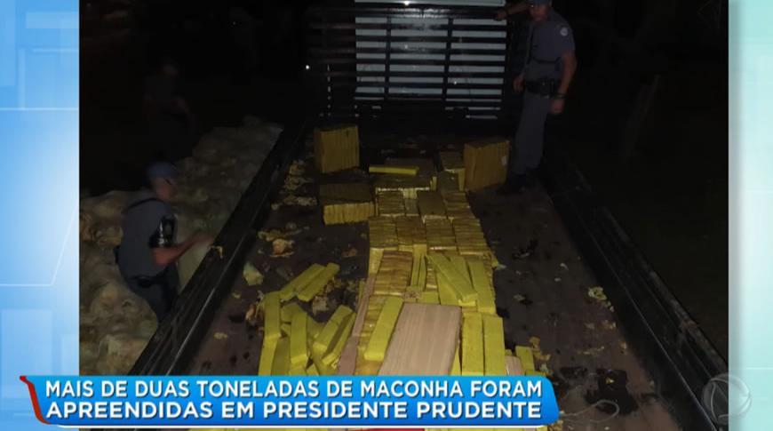 Mais de duas toneladas de maconha foram apreendidas em Presidente Prudente