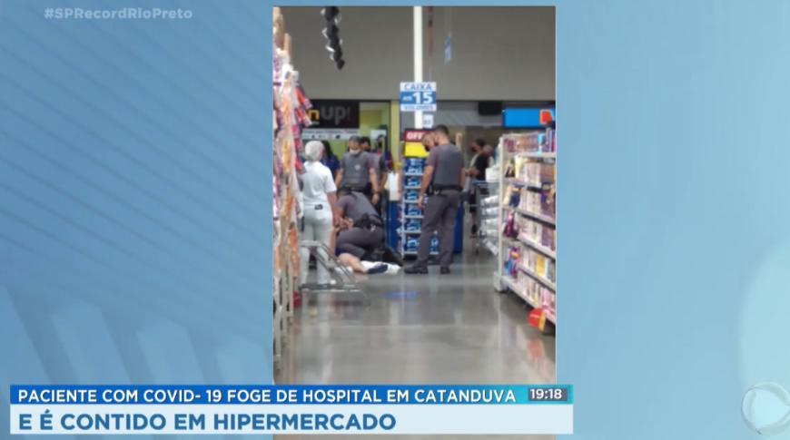 Paciente com Covid- 19 foge de hospital em Catanduva e é contido em hipermercado
