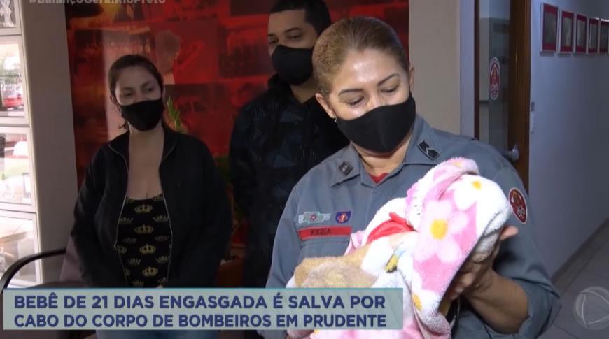 Bebê de 21 dias engasgada é salva por bombeiro em Prudente