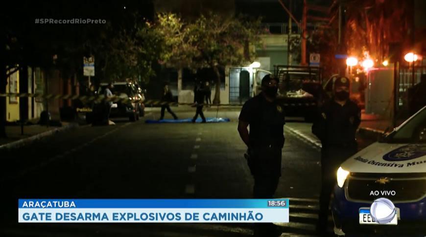 Gate  desarma explosivos de caminhão em Araçatuba