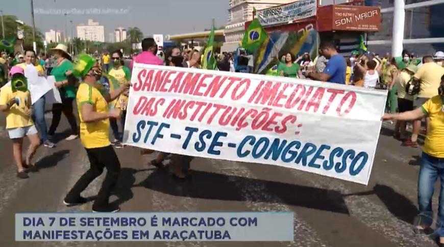 Dia 7 de setembro é marcado com manifestações em Araçatuba