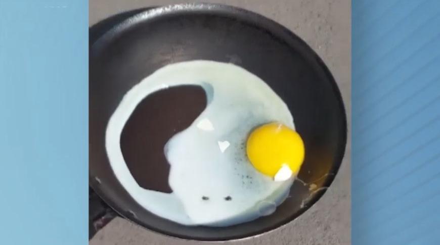 Flagrou, tá na Record: Morador de Rio Preto tenta fritar ovo no asfalto